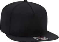 OTTO 158-1176 Wool Blend Twill Square Flat Visor 5 Panel Pro Style Snapback Hat - Black - Black / One Size Fits Most