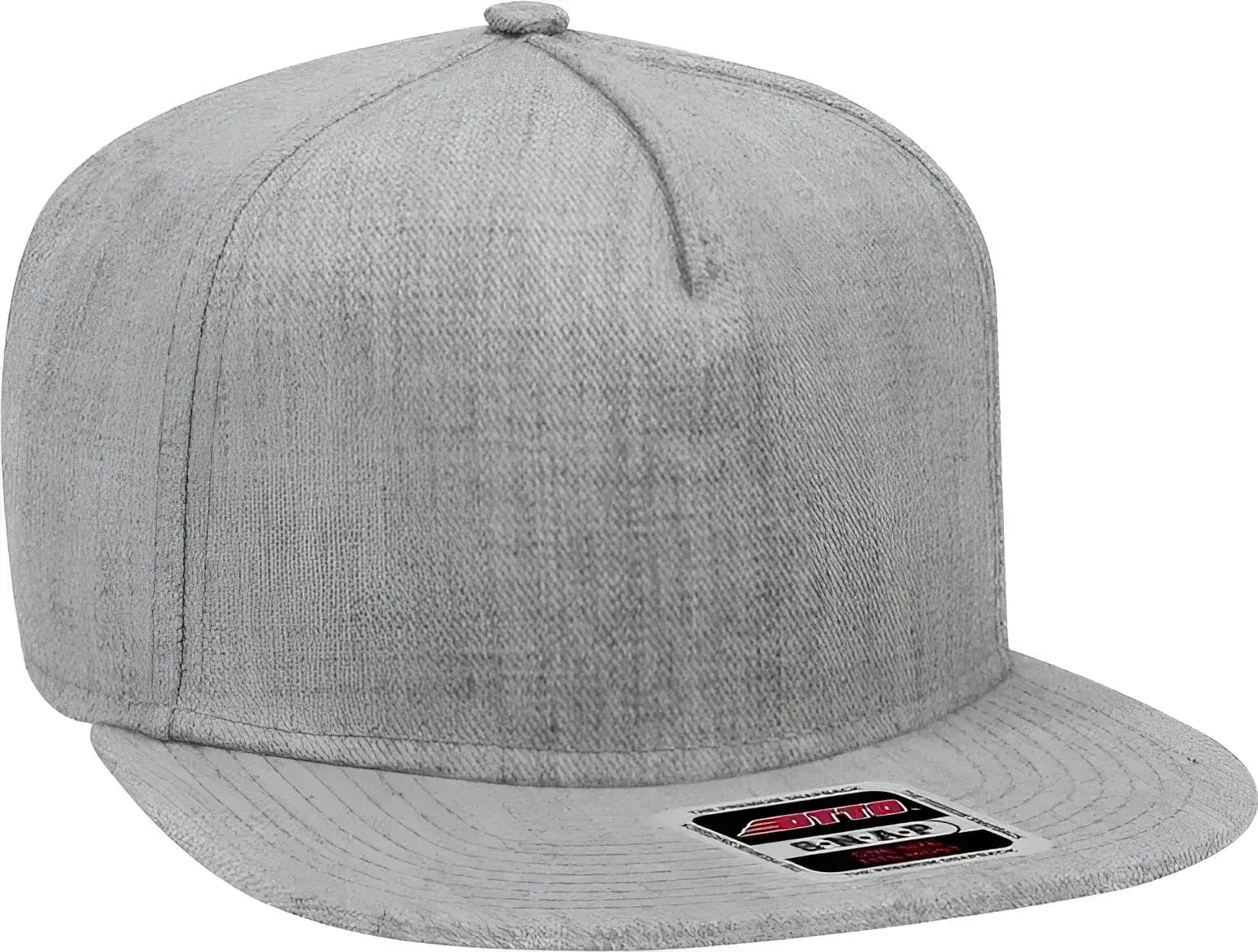 OTTO 158-1176 Wool Blend Twill Square Flat Visor 5 Panel Pro Style Snapback Hat - Heather Gray - Gray / One Size Fits