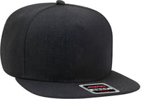 OTTO 158-1176 Wool Blend Twill Square Flat Visor 5 Panel Pro Style Snapback Hat - Heather Black - Black / One Size Fits