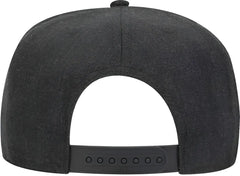 OTTO 158-1176 Wool Blend Twill Square Flat Visor 5 Panel Pro Style Snapback Hat - Heather Black - Black / One Size Fits