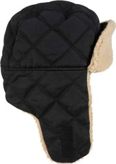 OTTO 163-1183 Quilted Polyester Shell w/ Shearling Lining Three Panel Trapper Hat - Black