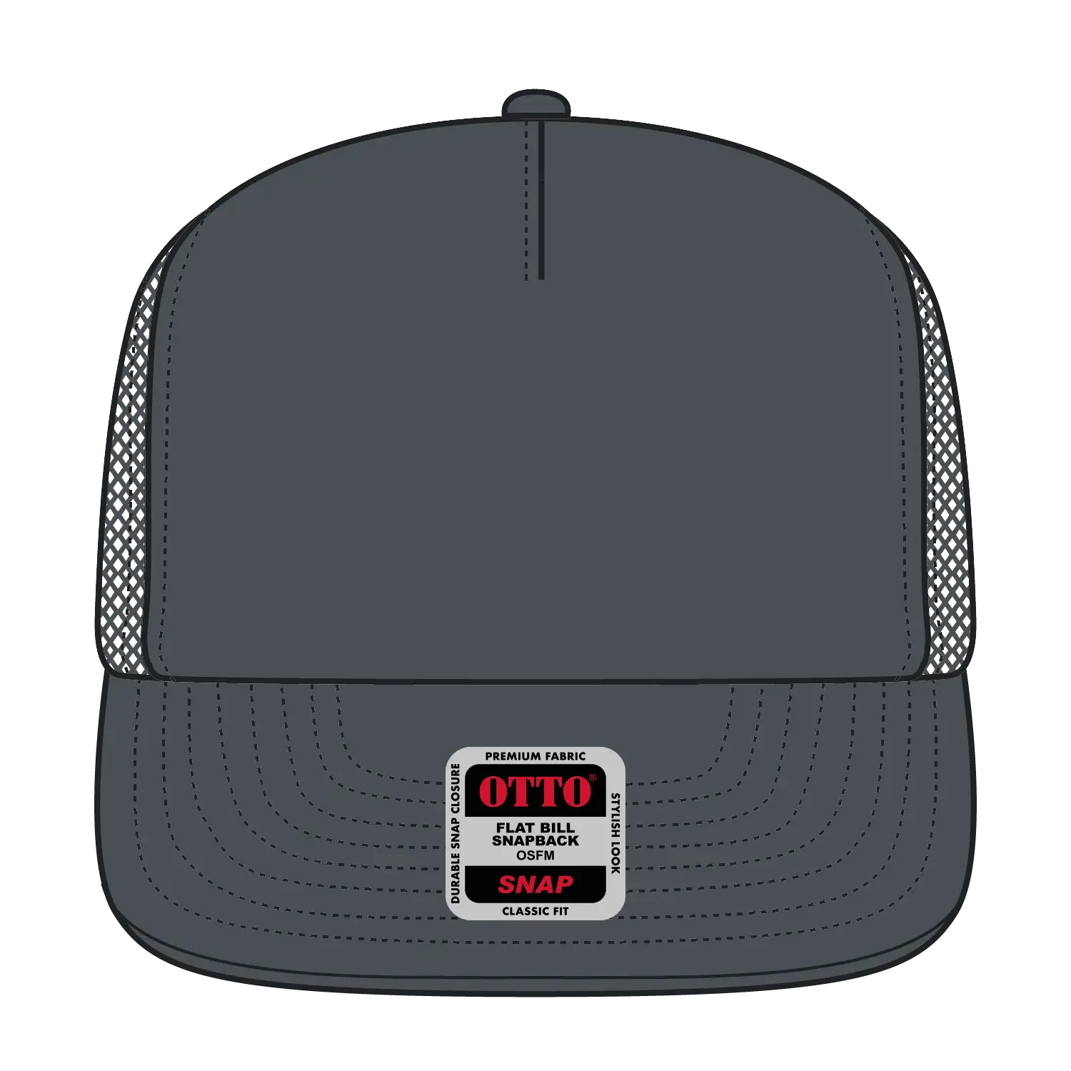 OTTO 164-1190 ’OTTO Snap’ 5 Panel Mid Profile Mesh Back Trucker Snapback Cap - Char. Gray - Char. Gray / 6 1/2’’ - 7