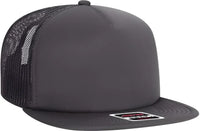 OTTO 164-1190 Snap 5 Panel Mid Profile Mesh Back Trucker Snapback Hat - Charcoal Gray - Dark Gray / One Size Fits Most