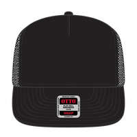 OTTO 164-1209 ’OTTO Snap’ 5 Panel Pro Style Mesh Back Trucker Snapback Cap - Black - Black / 6 1/2’’ - 7 5/8’’