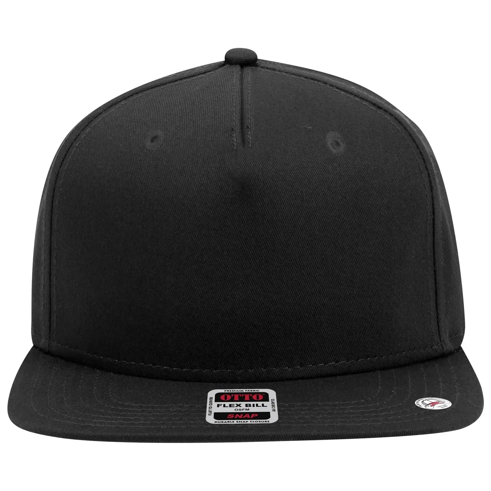 OTTO 167-1198 ’OTTO Snap’ 5 Panel Pro Style Snapback Cap - Black - Black / 6 1/2’’ - 7 5/8’’
