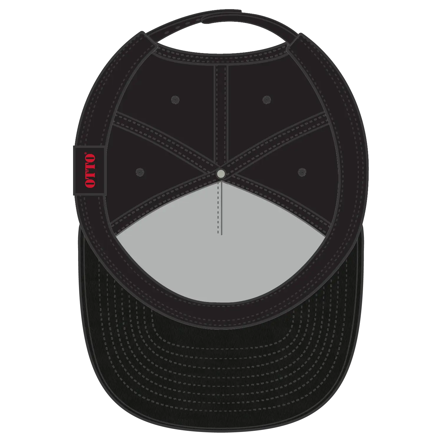 OTTO 167-1198 ’OTTO Snap’ 5 Panel Pro Style Snapback Cap - Black - Black / 6 1/2’’ - 7 5/8’’