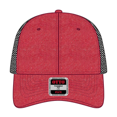 OTTO 169-1264 ’OTTO Flex’ Fitted 6 Panel Low Profile Mesh Back Trucker Cap - Red/Red/Blk - Red/Red/Blk / 7 3/8’’ - 7