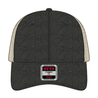 OTTO 169-1264 ’OTTO Flex’ Fitted 6 Panel Low Profile Mesh Back Trucker Cap - Blk/Blk/Kha - Blk/Blk/Kha / 7 3/8’’ - 7