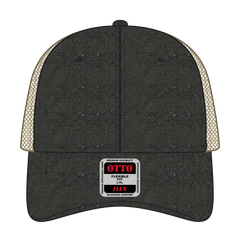 OTTO 169-1264 ’OTTO Flex’ Fitted 6 Panel Low Profile Mesh Back Trucker Cap - Blk/Blk/Kha - Blk/Blk/Kha / 7 3/8’’ - 7