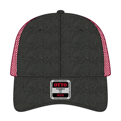 OTTO 169-1264 ’OTTO Flex’ Fitted 6 Panel Low Profile Mesh Back Trucker Cap - Blk/Blk/Red - Blk/Blk/Red / 7 3/8’’ - 7