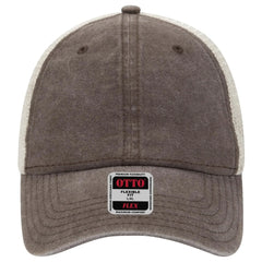 OTTO 169-1264 ’OTTO Flex’ Fitted 6 Panel Low Profile Mesh Back Trucker Cap - Dk.Brn/Dk.Brn/Kha
