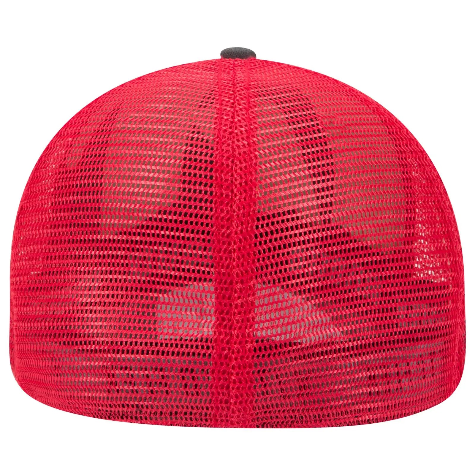 OTTO 169-1264 ’OTTO Flex’ Fitted 6 Panel Low Profile Mesh Back Trucker Cap - Blk/Blk/Red