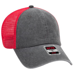 OTTO 169-1264 ’OTTO Flex’ Fitted 6 Panel Low Profile Mesh Back Trucker Cap - Blk/Blk/Red