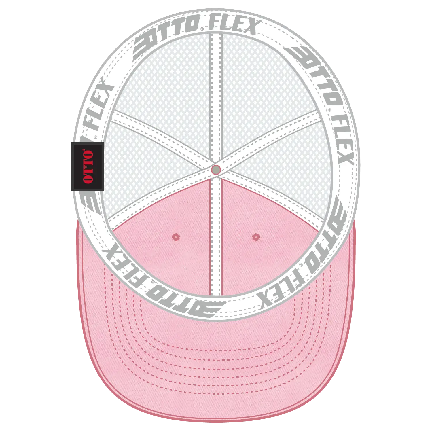 OTTO 169-1264 ’OTTO Flex’ Fitted 6 Panel Low Profile Mesh Back Trucker Cap - Pnk/Pnk/Wht