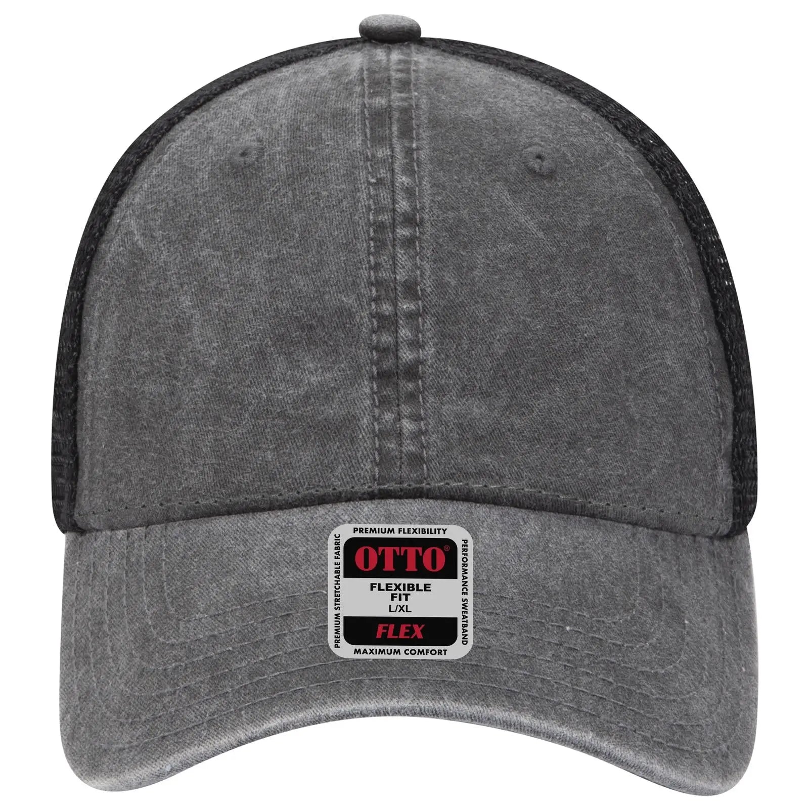 OTTO 169-1264 ’OTTO Flex’ Fitted 6 Panel Low Profile Mesh Back Trucker Cap - Black