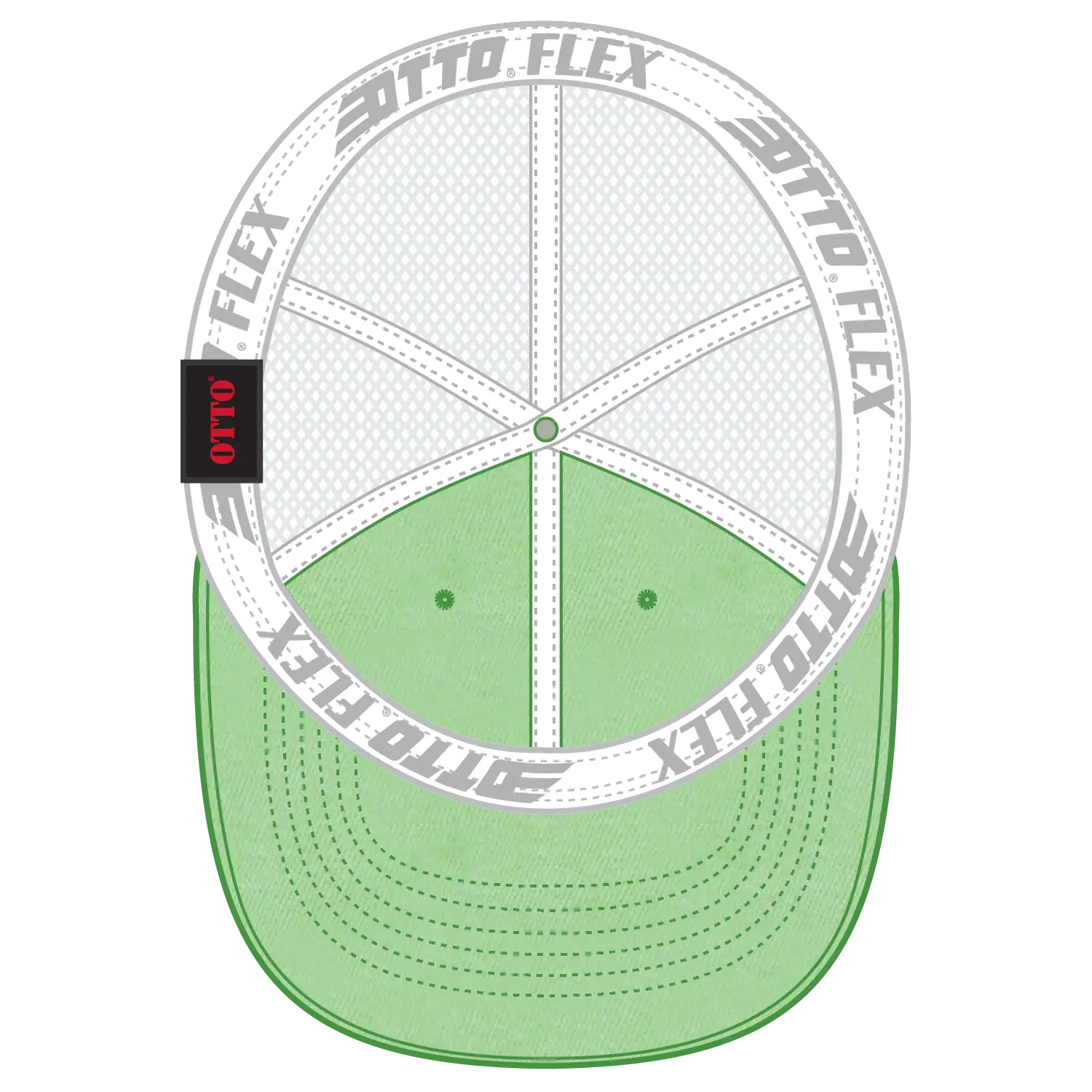 OTTO 169-1264 ’OTTO Flex’ Fitted 6 Panel Low Profile Mesh Back Trucker Cap - Lime/Lime/Wht