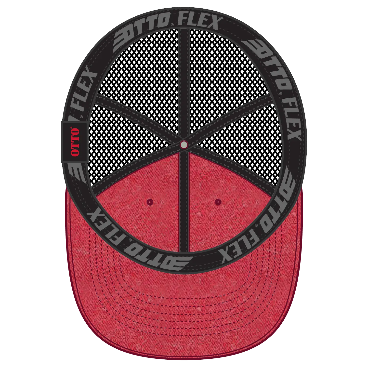 OTTO 169-1264 ’OTTO Flex’ Fitted 6 Panel Low Profile Mesh Back Trucker Cap - Red/Red/Blk