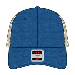 OTTO 169-1264 ’OTTO Flex’ Fitted 6 Panel Low Profile Mesh Back Trucker Cap - Ryl/Ryl/Kha - Ryl/Ryl/Kha / 7 3/8’’ - 7