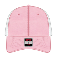OTTO 169-1264 ’OTTO Flex’ Fitted 6 Panel Low Profile Mesh Back Trucker Cap - Pnk/Pnk/Wht - Pnk/Pnk/Wht / 7 3/8’’ - 7