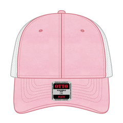 OTTO 169-1264 ’OTTO Flex’ Fitted 6 Panel Low Profile Mesh Back Trucker Cap - Pnk/Pnk/Wht - Pnk/Pnk/Wht / 7 3/8’’ - 7
