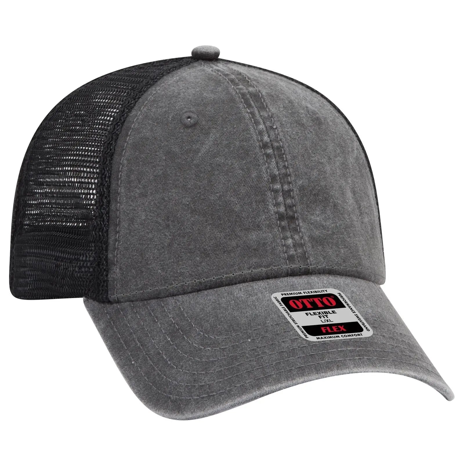 OTTO 169-1264 ’OTTO Flex’ Fitted 6 Panel Low Profile Mesh Back Trucker Cap - Black