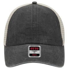 OTTO 169-1264 ’OTTO Flex’ Fitted 6 Panel Low Profile Mesh Back Trucker Cap - Blk/Blk/Kha