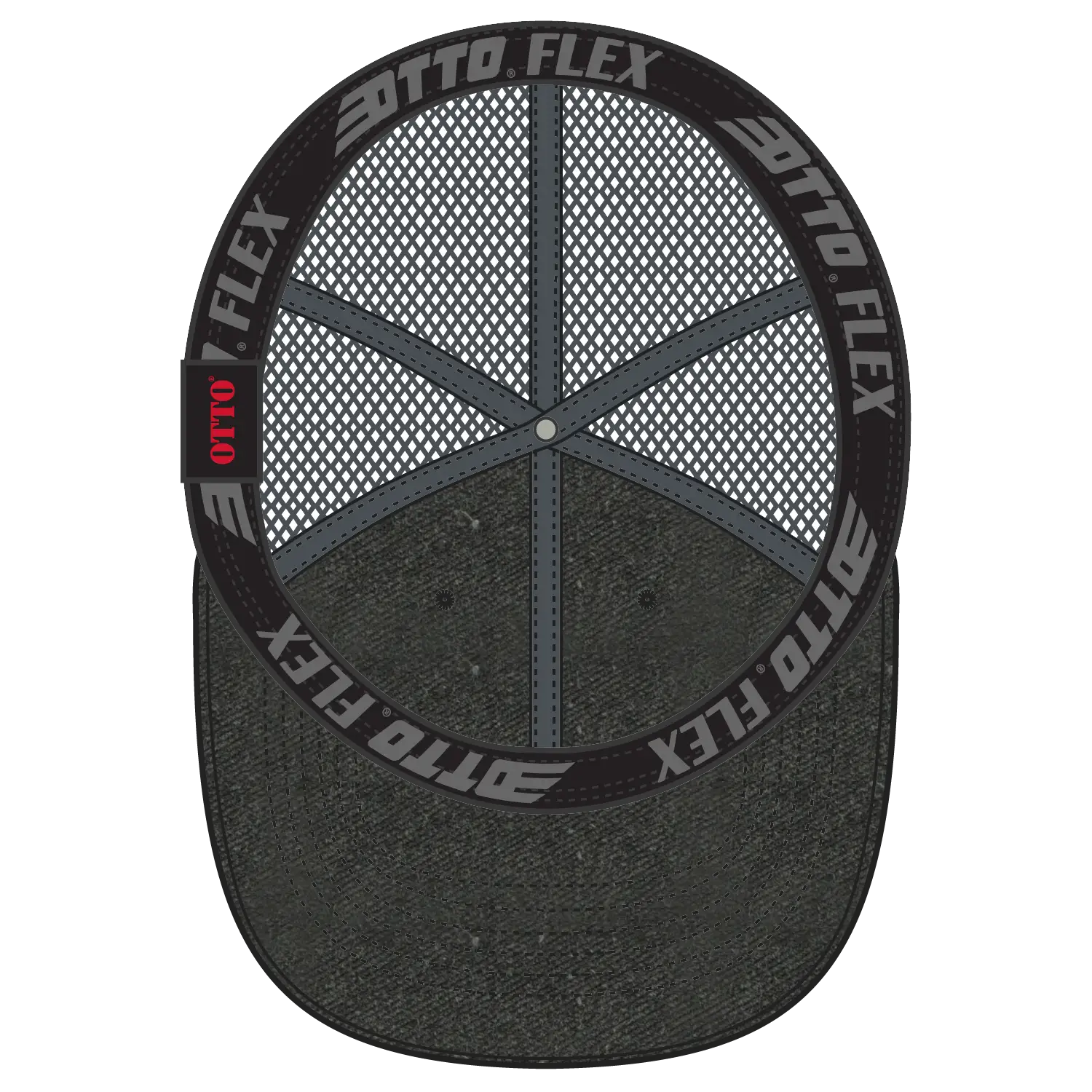 OTTO 169-1264 ’OTTO Flex’ Fitted 6 Panel Low Profile Mesh Back Trucker Cap - Blk/Blk/Ch.Gry