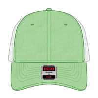 OTTO 169-1264 ’OTTO Flex’ Fitted 6 Panel Low Profile Mesh Back Trucker Cap - Lime/Lime/Wht - Lime/Lime/Wht / 7 3/8’’