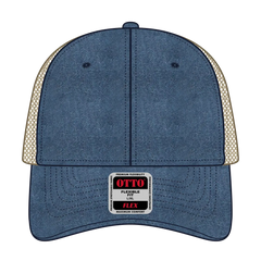 OTTO 169-1264 ’OTTO Flex’ Fitted 6 Panel Low Profile Mesh Back Trucker Cap - Nvy/Nvy/Kha - Nvy/Nvy/Kha / 7 3/8’’ - 7