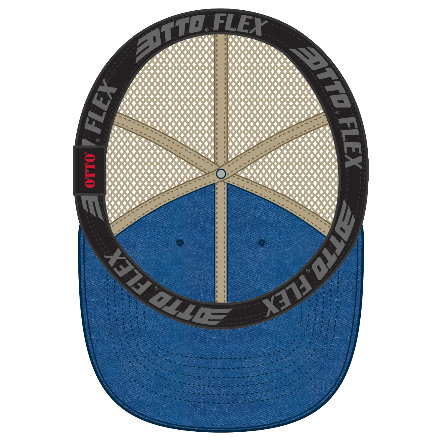 OTTO 169-1264 ’OTTO Flex’ Fitted 6 Panel Low Profile Mesh Back Trucker Cap - Ryl/Ryl/Kha