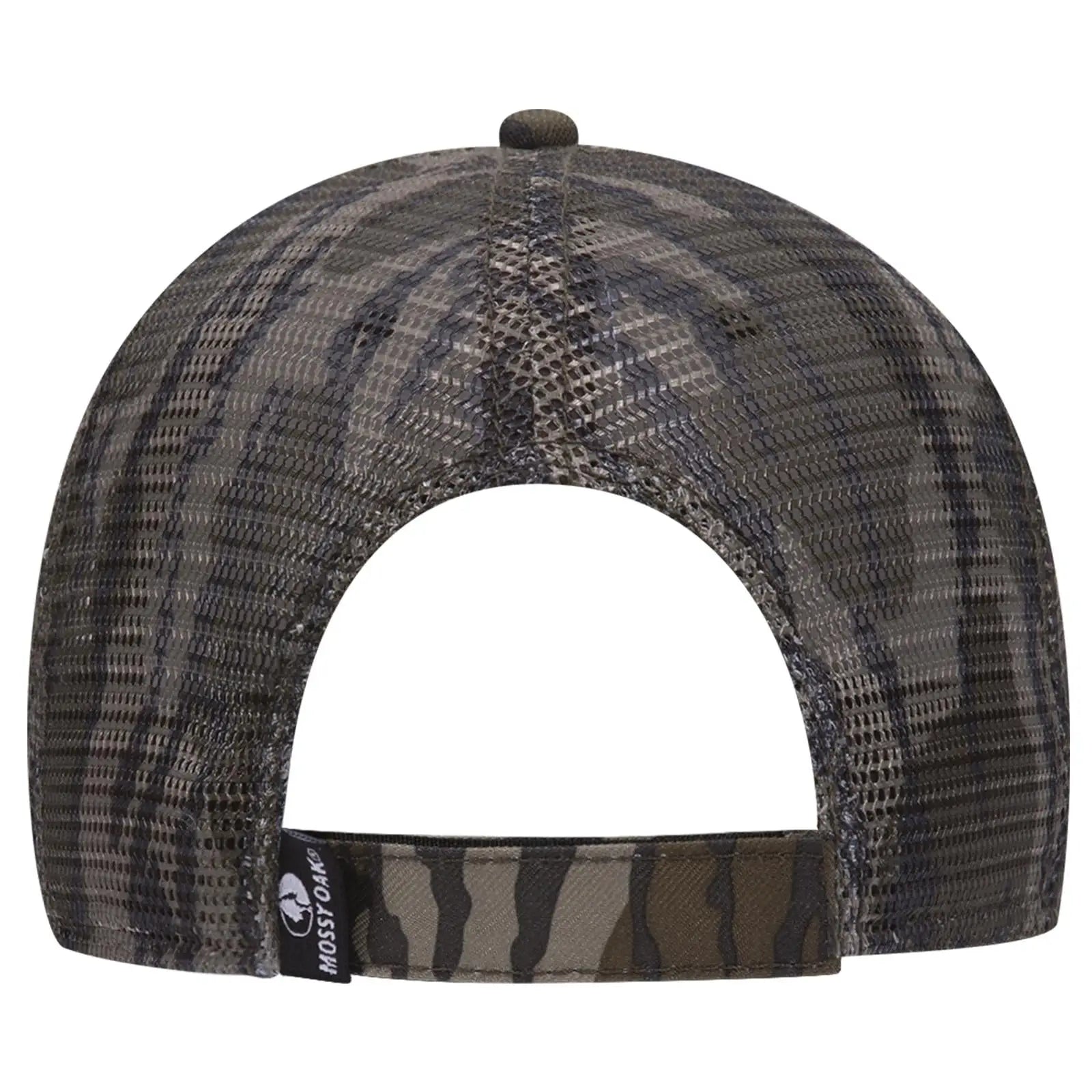 OTTO 171-1292 Mossy Oak Camouflage Superior Polyester Twill 6 Panel Low Profile Mesh Back Trucker Cap - Bottomland