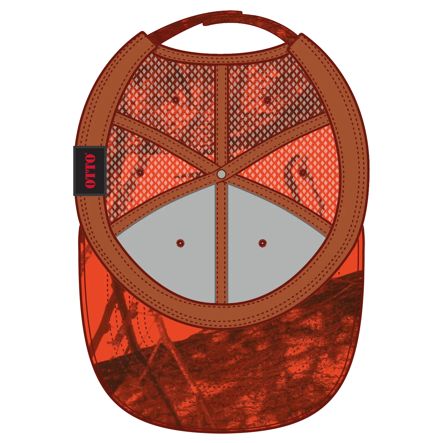 OTTO 171-1292 Mossy Oak Camouflage Superior Polyester Twill 6 Panel Low Profile Mesh Back Trucker Cap - Blaze - Blaze