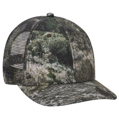 OTTO 171-1292 Mossy Oak Camouflage Superior Polyester Twill 6 Panel Low Profile Mesh Back Trucker Cap - Mountain