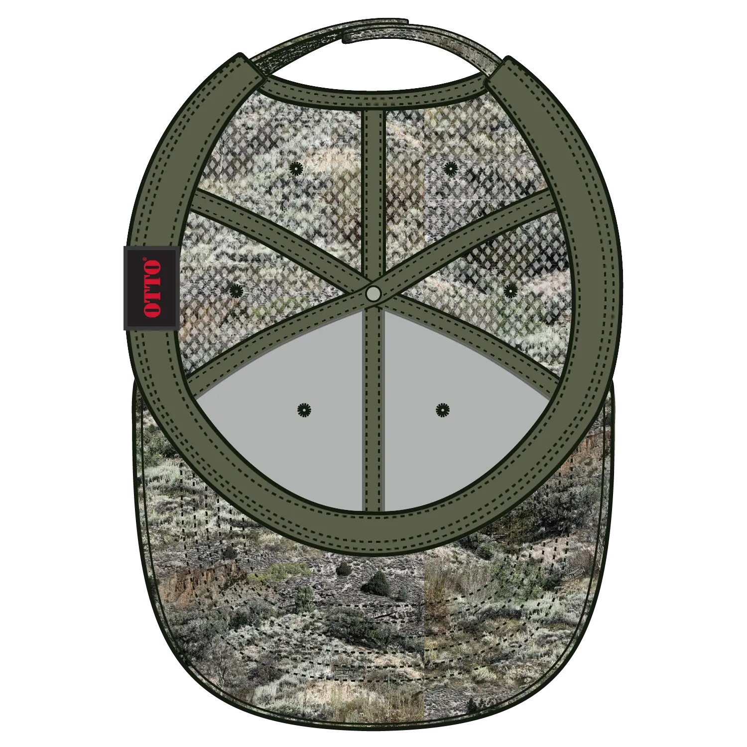 OTTO 171-1292 Mossy Oak Camouflage Superior Polyester Twill 6 Panel Low Profile Mesh Back Trucker Cap - Mountain