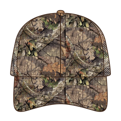 OTTO 171-1292 Mossy Oak Camouflage Superior Polyester Twill 6 Panel Low Profile Mesh Back Trucker Cap - Break Up