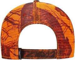 OTTO 171-1292 Mossy Oak Camouflage Superior Polyester Twill 6 Panel Low Profile Mesh Back Baseball Cap - Blaze - Blaze