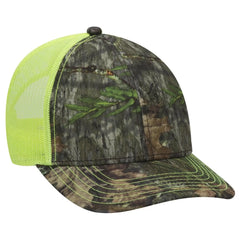 OTTO 171-1293 Mossy Oak Camouflage 6 Panel Low Profile Mesh Back Trucker Cap - Obsession/N.Ylw - Obsession/N.Ylw / 6