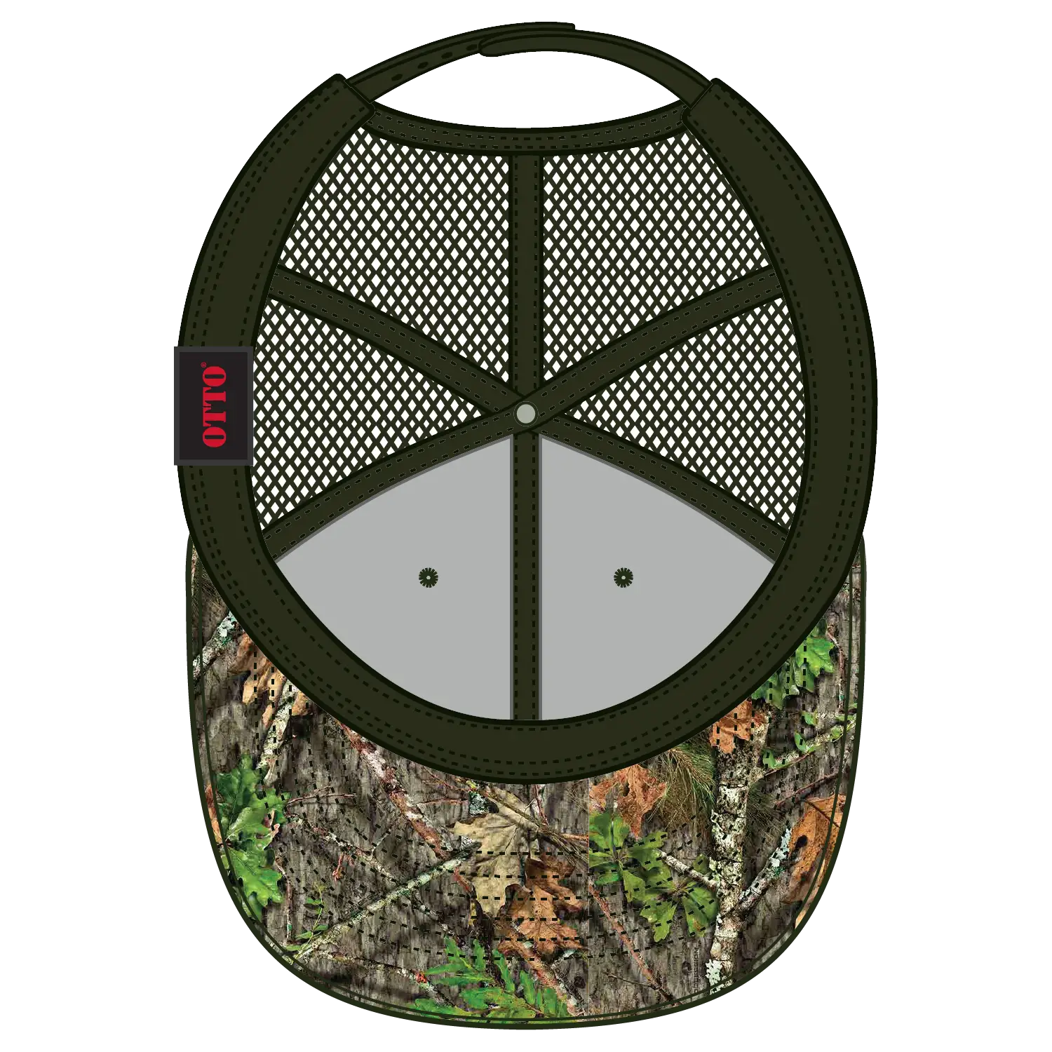 OTTO 171-1293 Mossy Oak Camouflage 6 Panel Low Profile Mesh Back Trucker Cap - Obsession/Dk.Ol.Grn
