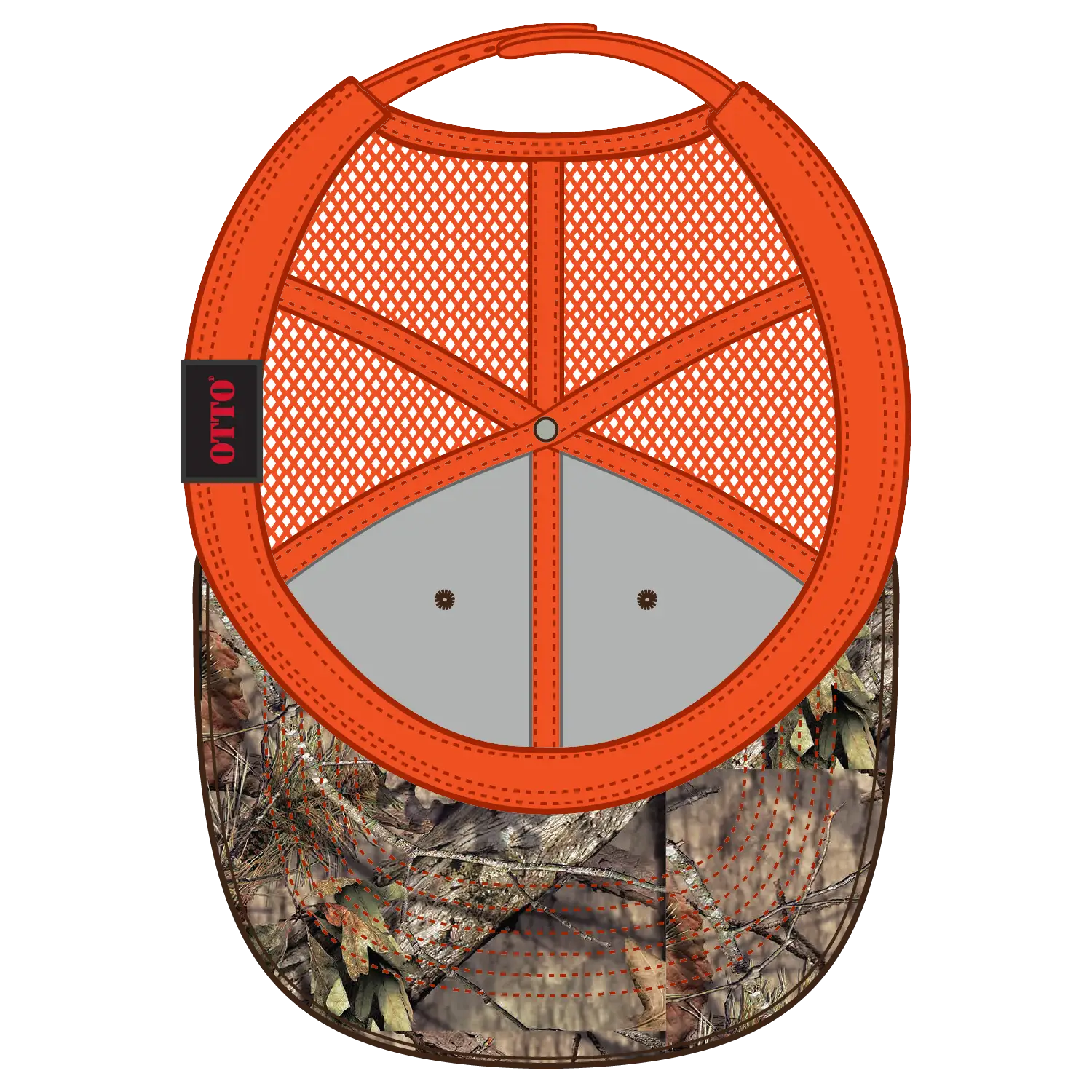 OTTO 171-1293 Mossy Oak Camouflage 6 Panel Low Profile Mesh Back Trucker Cap - Break Up Country/N.Org - Break Up
