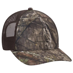 OTTO 171-1293 Mossy Oak Camouflage 6 Panel Low Profile Mesh Back Trucker Cap - Break Up Country/Dk. Brn - Break Up