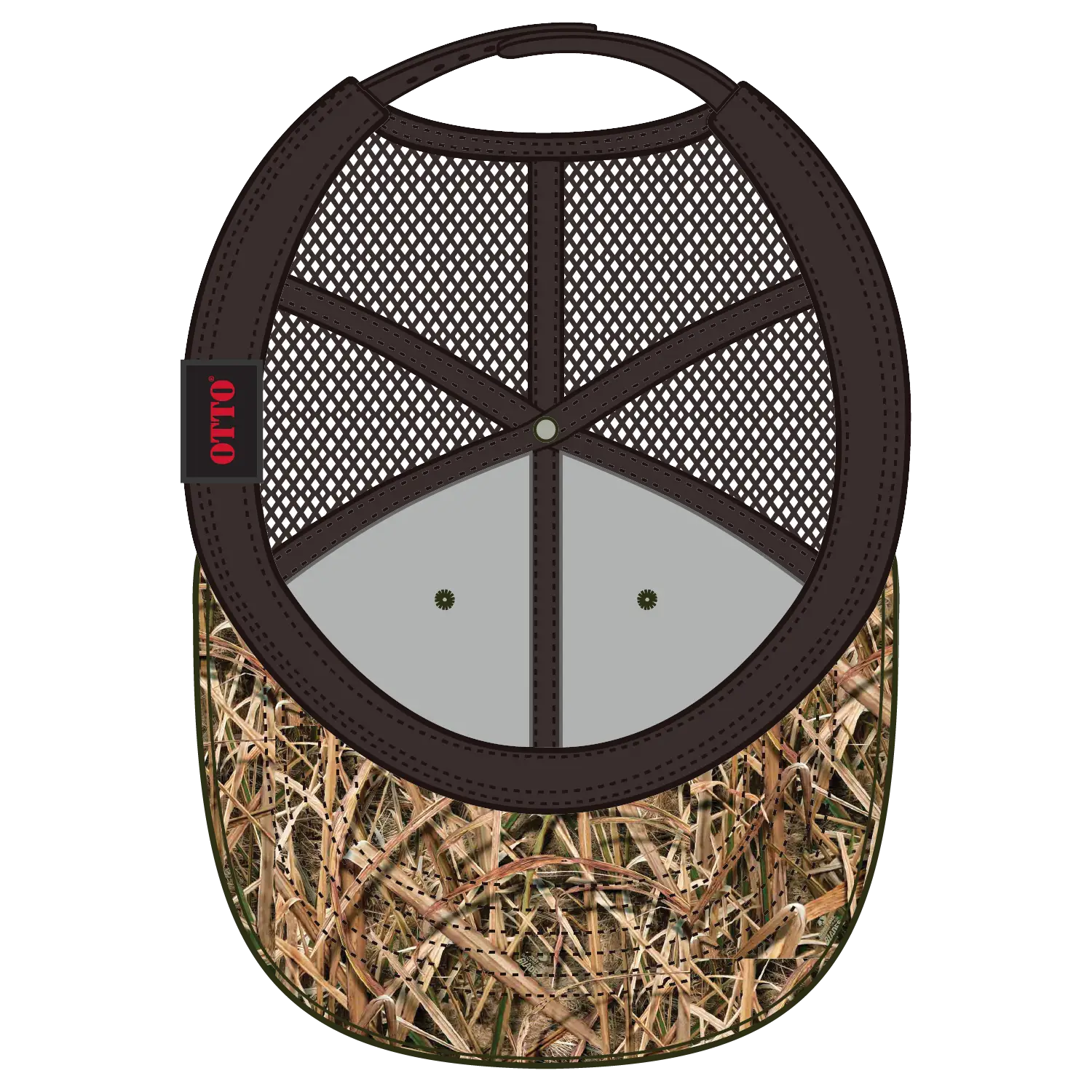 OTTO 171-1293 Mossy Oak Camouflage 6 Panel Low Profile Mesh Back Trucker Cap - Shadow Grass Blades/Dk. Brn - Shadow