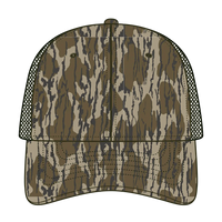 OTTO 171-1293 Mossy Oak Camouflage 6 Panel Low Profile Mesh Back Trucker Cap - Bottomland/Dk.Ol. Grn