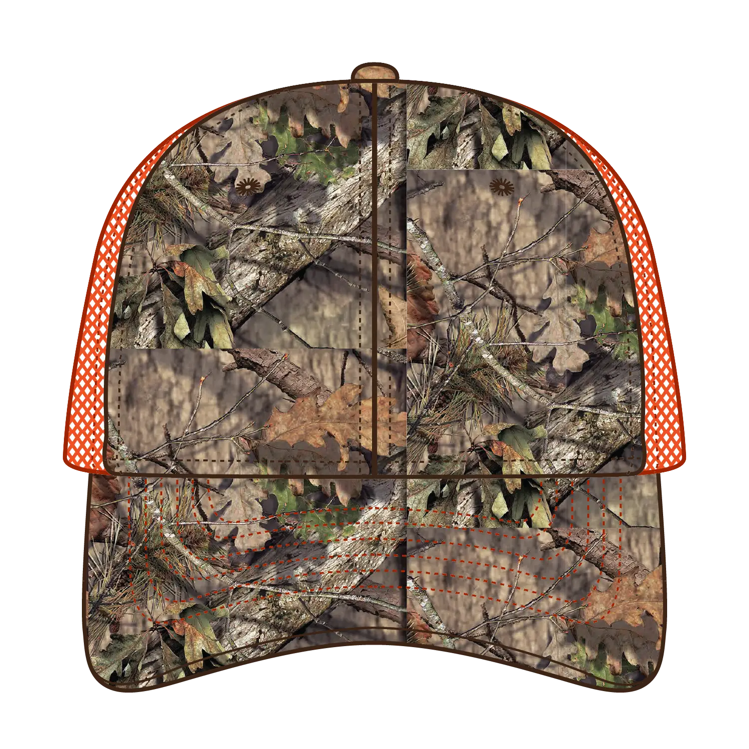 OTTO 171-1293 Mossy Oak Camouflage 6 Panel Low Profile Mesh Back Trucker Cap - Break Up Country/N.Org - Break Up