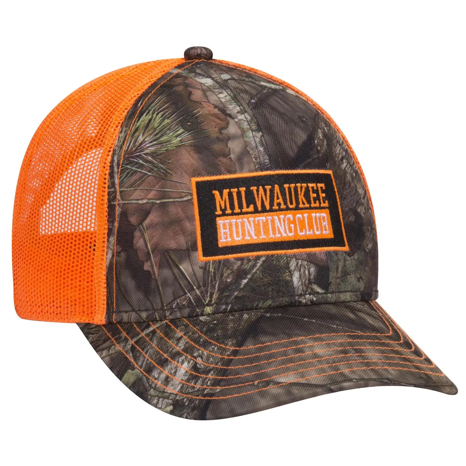 OTTO 171-1293 Mossy Oak Camouflage 6 Panel Low Profile Mesh Back Trucker Cap - Mountain Country Range/Ch.Gry - Mountain