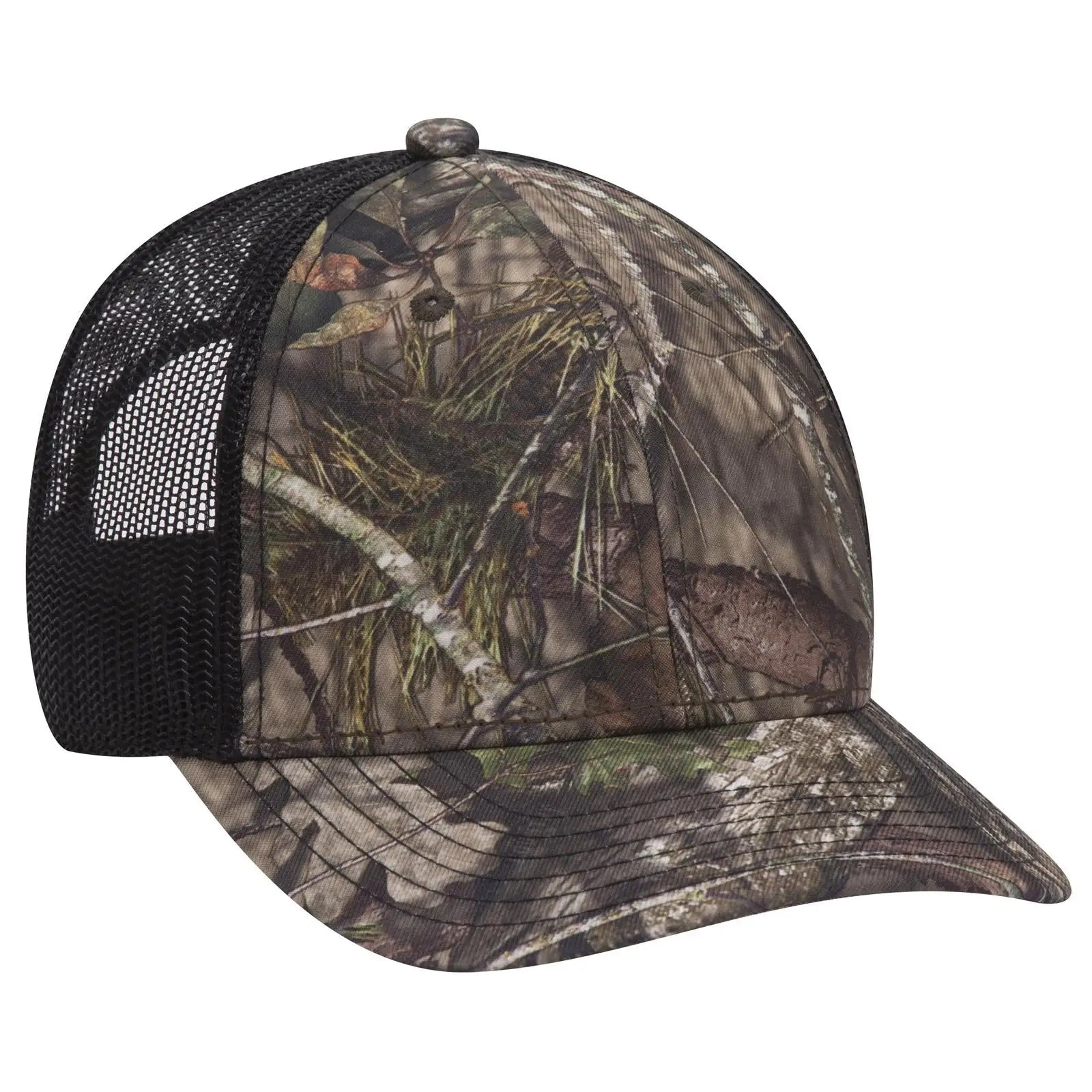 OTTO 171-1293 Mossy Oak Camouflage 6 Panel Low Profile Mesh Back Trucker Cap - Break Up Country/Blk - Break Up