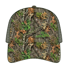 OTTO 171-1293 Mossy Oak Camouflage 6 Panel Low Profile Mesh Back Trucker Cap - Obsession/Dk.Ol.Grn
