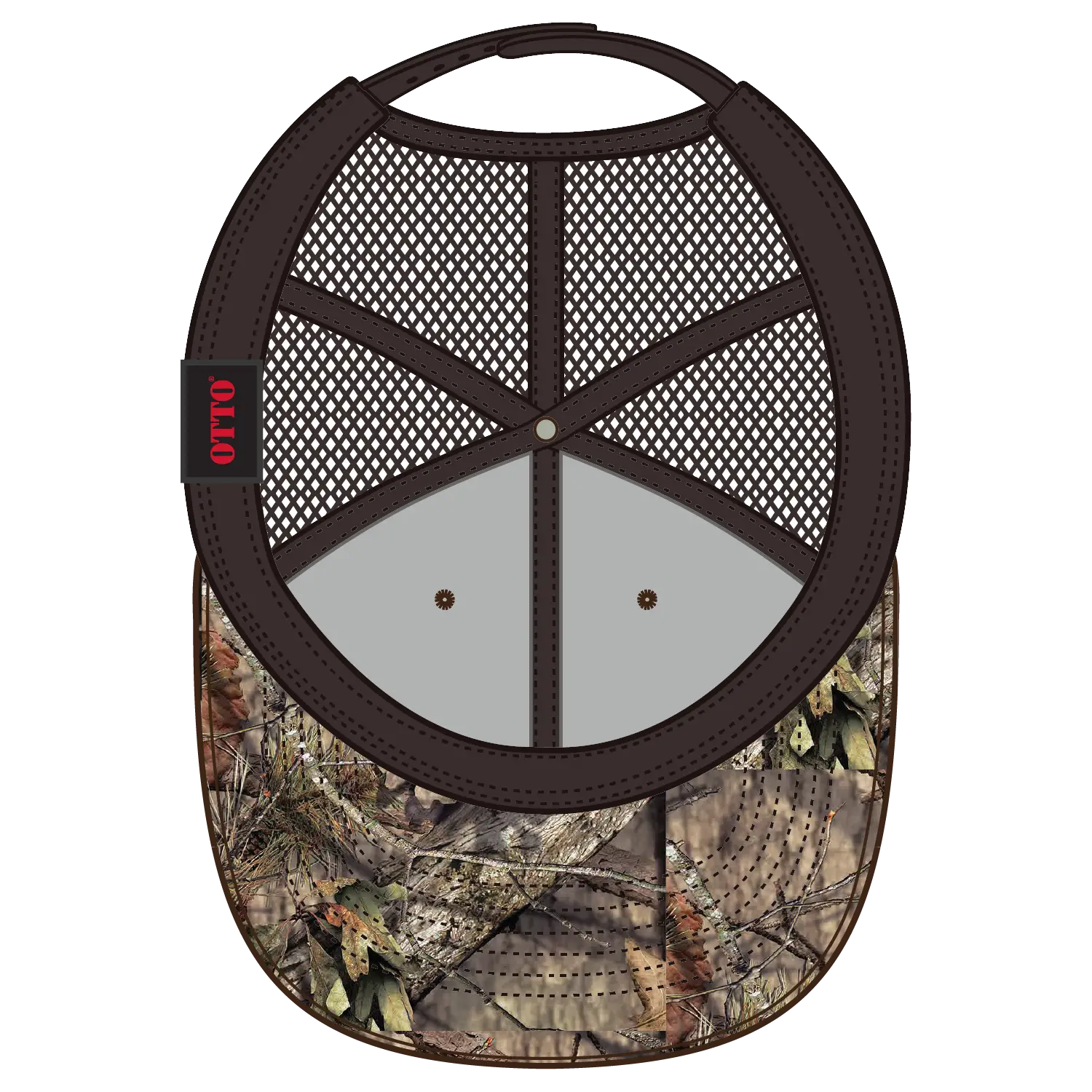 OTTO 171-1293 Mossy Oak Camouflage 6 Panel Low Profile Mesh Back Trucker Cap - Break Up Country/Dk. Brn - Break Up