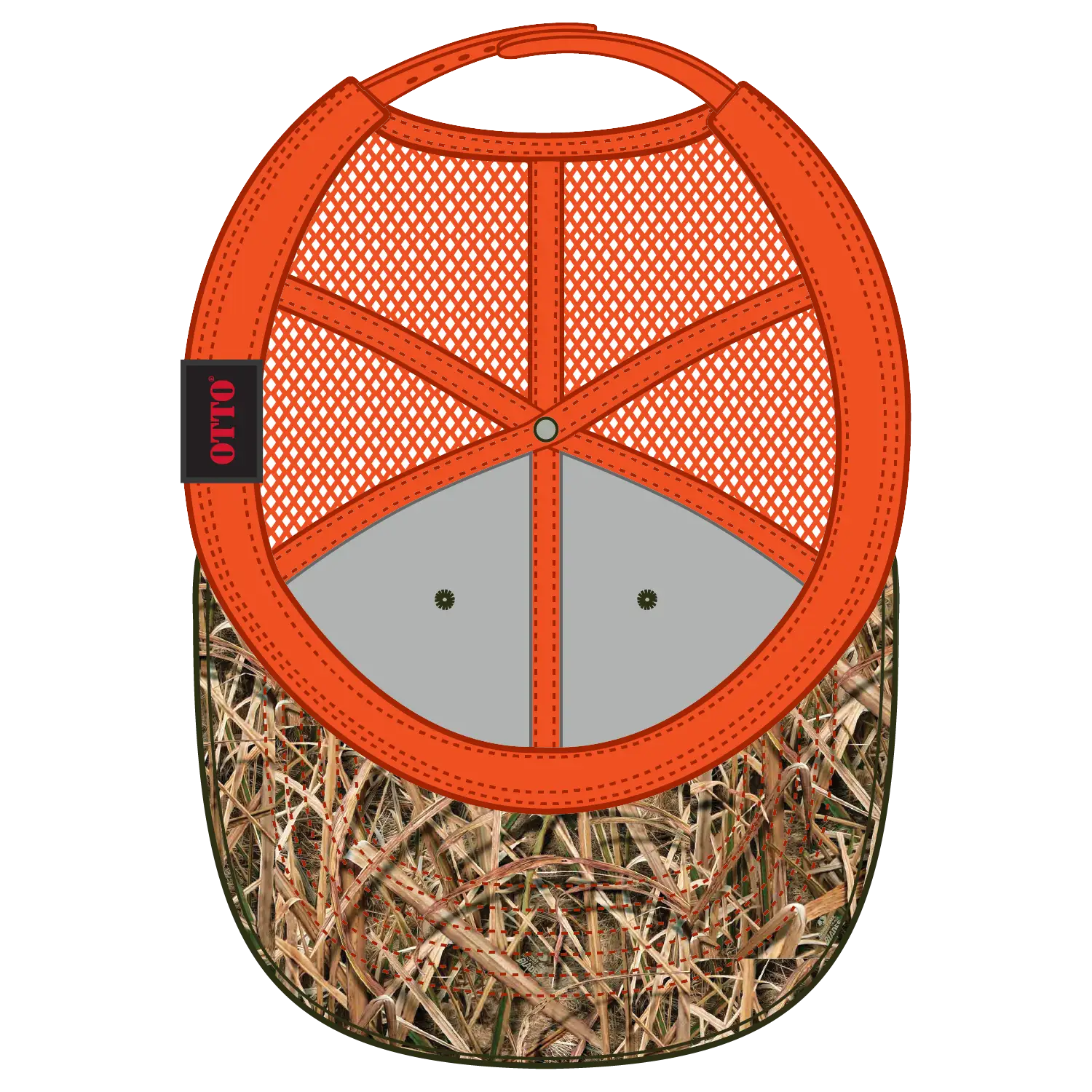 OTTO 171-1293 Mossy Oak Camouflage 6 Panel Low Profile Mesh Back Trucker Cap - Shadow Grass Blades/N.Org - Shadow Grass