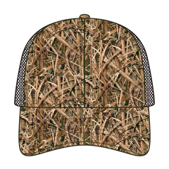 OTTO 171-1293 Mossy Oak Camouflage 6 Panel Low Profile Mesh Back Trucker Cap - Shadow Grass Blades/Dk. Brn - Shadow