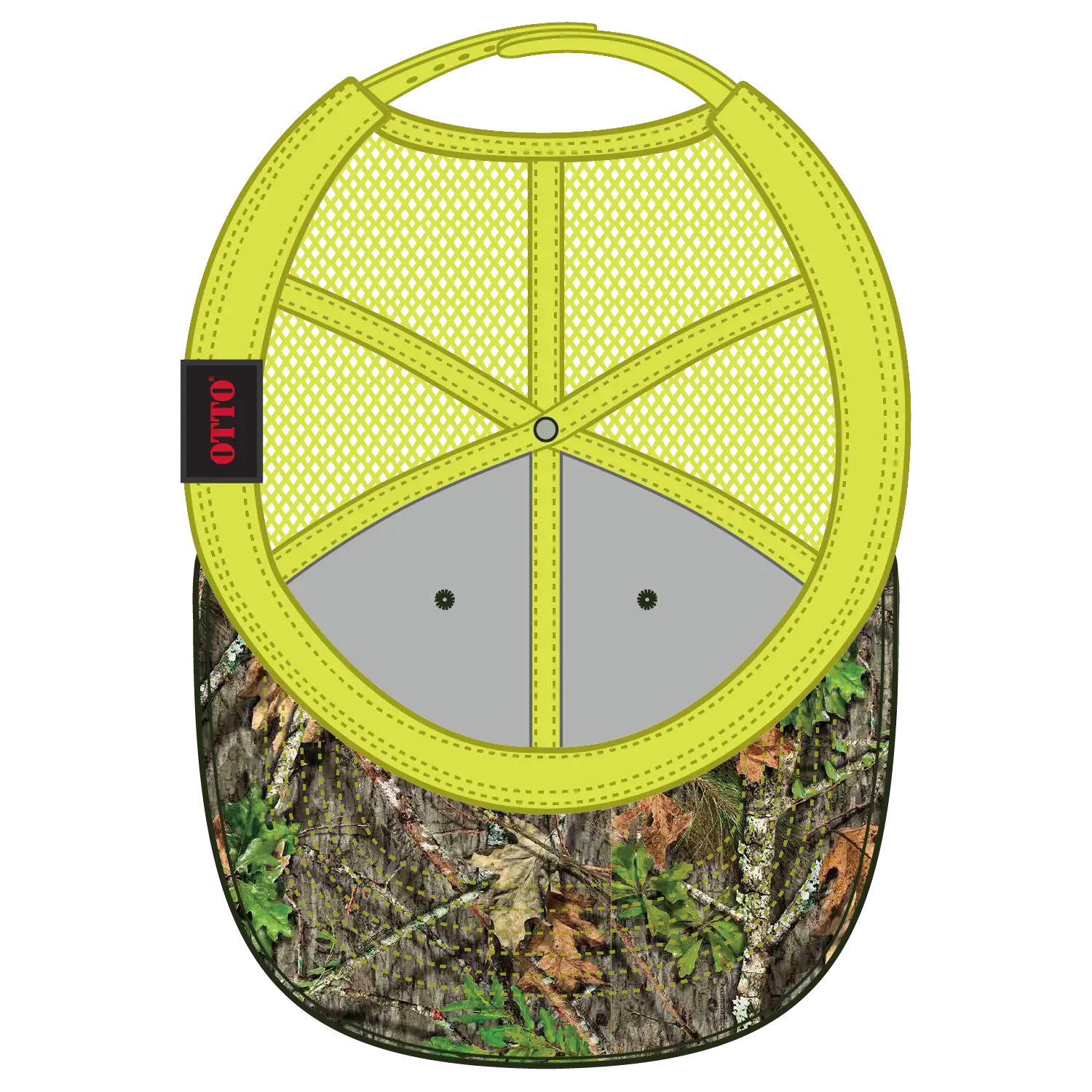 OTTO 171-1293 Mossy Oak Camouflage 6 Panel Low Profile Mesh Back Trucker Cap - Obsession/N.Ylw - Obsession/N.Ylw / 6
